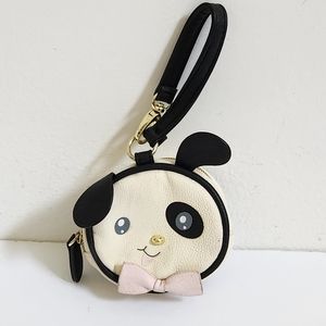 Betsey Johnson Coin Purse Wristlet/Wallet Black/White Puppy Face